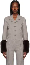 Staud Brown & White Regency Jacket In Dcmc Dark Chocolate