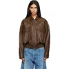 Staud Brown Eugene Leather Jacket In Brown