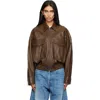 Staud Eugene Leather Bomber Jacket In Brown