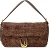 Staud Brown Harlow Raffia Bag In Maho Mahogany