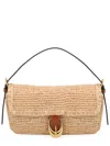 Staud Brown Harlow Structured Raffia Shoulder Bag In Brown