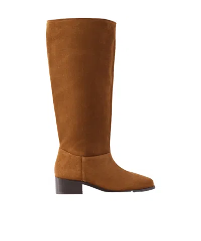 Staud Indie Slouch Suede Boots In Brown