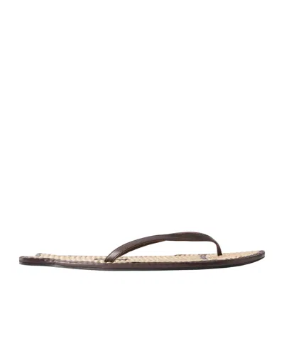 Staud Brown Leather Thong Sandals