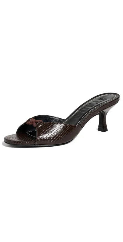 Staud Brynn Mules Espresso Snake In Black