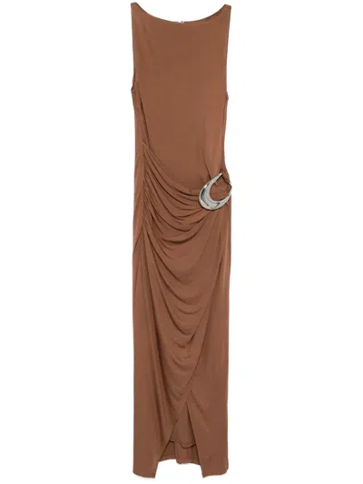 Staud Buckle Dress In Brown