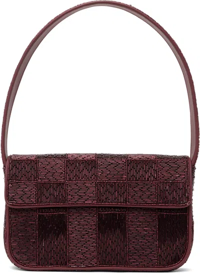 Staud Burgundy Tommy Beaded Bag In Brown