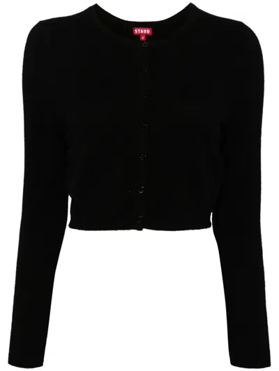 Staud Button-down Cashmere Cardigan In Schwarz