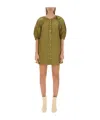 Staud Vincent Button-down Minidress In Green