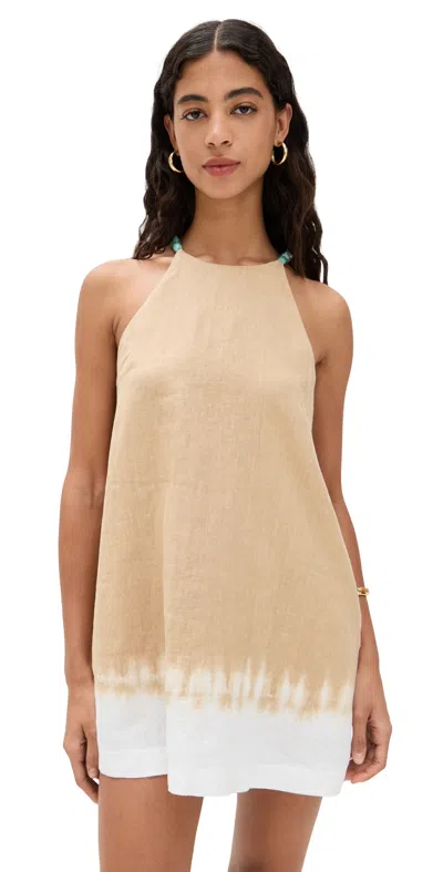 Staud Cabo Linen Dress In Desert Tie Dye In Brown