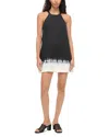 Staud Ahoy Contrast Stripe Sleeveless Cotton Blend Minidress In Onyx Tie D