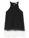 Staud Ahoy Contrast Stripe Sleeveless Cotton Blend Minidress In Black