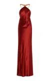 STAUD CADENCE BEAD-DETAILED SATIN MAXI DRESS