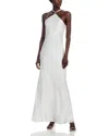 Staud Cadence Beaded Strap Satin Gown In Pearl