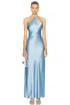 Staud Cadence Beaded Satin Gown In Azure