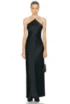 Staud Cadence Faux Pearl-embellished Satin Maxi Dress In Black