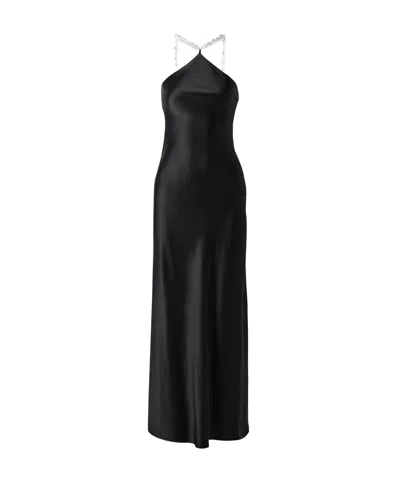 Staud Women's Cadence Imitation Pearl-embellished Satin Maxi Dress In Black