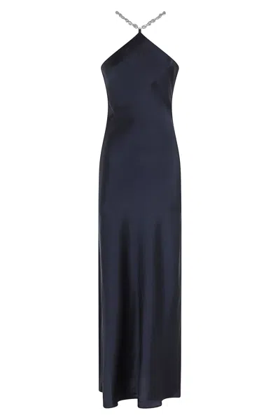 Staud Cadence Satin Maxi Dress In Blue