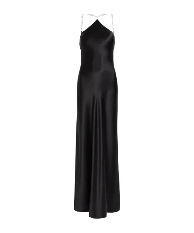 Staud Cadence Faux Pearl-embellished Satin Maxi Dress In Black