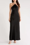 Staud Cadence Beaded Satin Maxi Slip Dress In Black