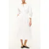 Staud Cafu Long Sleeve A-line Dress In White