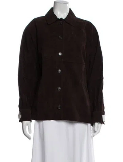 Pre-owned Staud Calf Leather Jacket In Brown