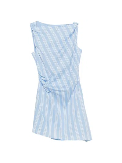 Staud Callie Mini Dress Ventura Stripe In Blue