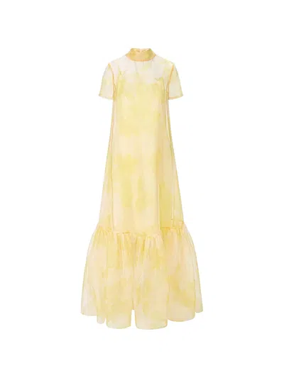 Staud Calluna Organza Maxi Dress In Yellow