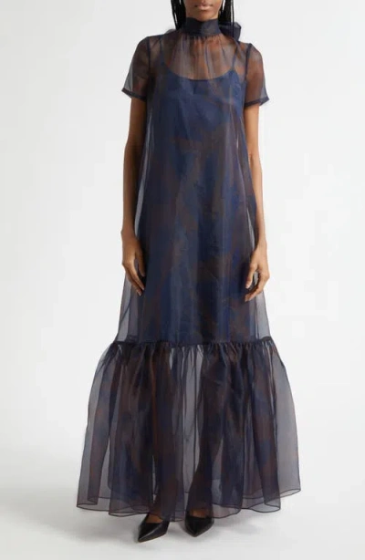Staud Calluna Organza Gown In Blue