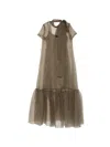 Staud Calluna Thyme Sheer Organza Maxi Dress In Green