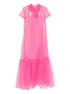 Staud Calluna Ruffled Short-sleeved Maxi Dress In Pink