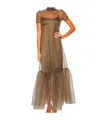 Staud Calluna Thyme Sheer Organza Maxi Dress In Green