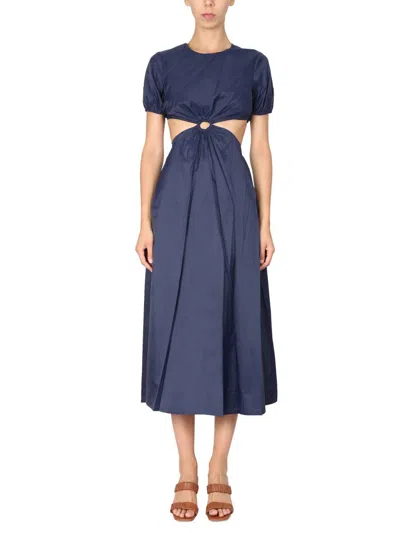 Staud Calypso Cut-out Midi Dress In Blue