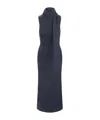 Staud Fitted Midi Dress Scarf Detail In Gray