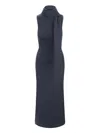 Staud Fitted Midi Dress Scarf Detail In Blue