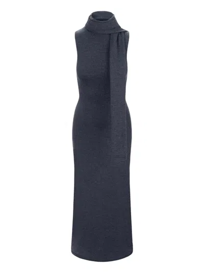 STAUD CANAL MIDI DRESS IN CHARCOAL