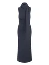 Staud Fitted Midi Dress Scarf Detail In Multi