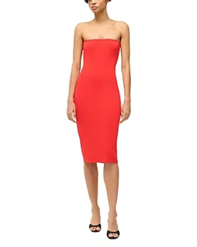 Staud Canna Strapless Bodycon Dress In Red Rose