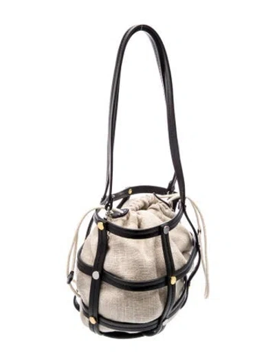 Pre-owned Staud Canvas Bucket Bag In Neutrals