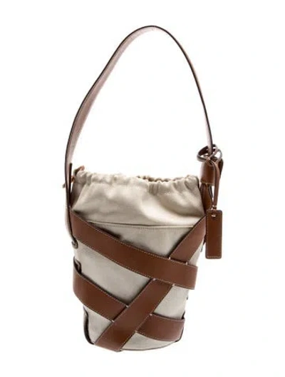 Pre-owned Staud Canvas Bucket Bag In Neutrals