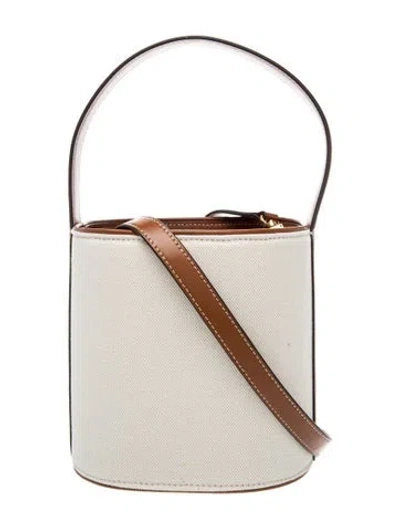 Pre-owned Staud Canvas Bucket Bag W/ Tags In Brown/neutrals