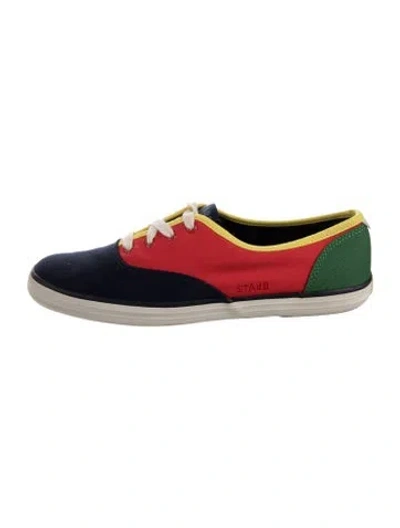 Pre-owned Staud Canvas Colorblock Pattern Sneakers In Red