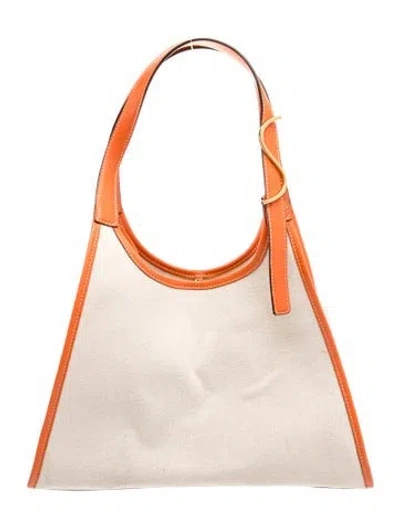 Pre-owned Staud Canvas Shoulder Bag In Neutral