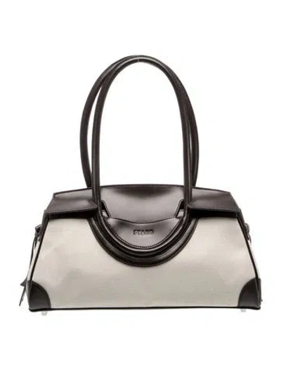 Pre-owned Staud Canvas Shoulder Bag In Neutrals