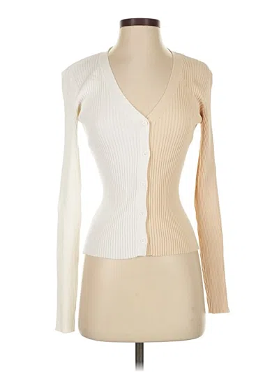 Pre-owned Staud Cardigan Sweater In White