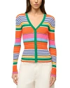 Staud Cargo Stripe Rib Cardigan In Marine Bayadere Stripe