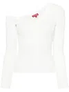 Staud Craftsman One Shoulder Ribbed Cardigan In White