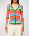 Staud Cargo Stripe Rib Cardigan In Multi Bayadere Stripe