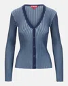 Staud Navy Cargo Cardigan In Navy Clear Blue