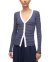 Staud Navy Cargo Cardigan In Navy Micro