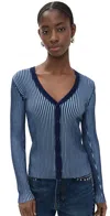 Staud Navy Cargo Cardigan In Navy/clear Blue